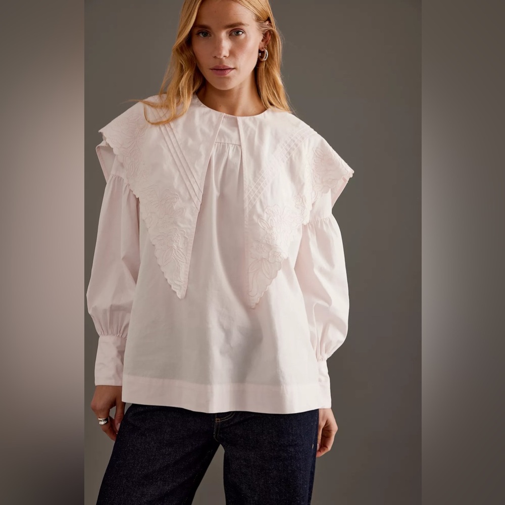 Damson Madder Candy Blouse with Embroidery - Light Pink - New with Tags